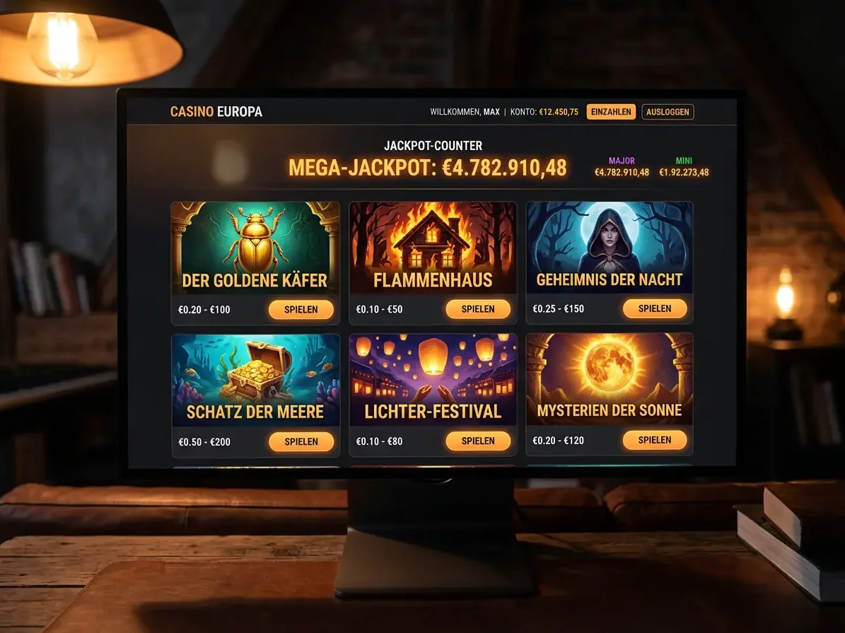 Hashlucky — Spielsaal und Angebot